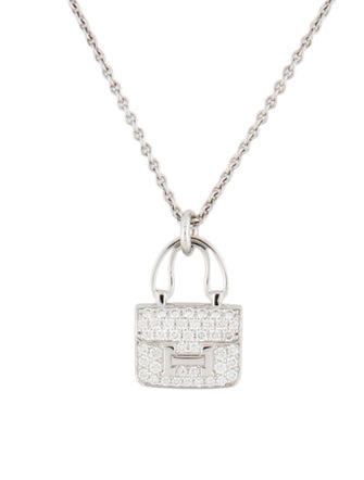 Hermès 18K Diamond Constance Pendant Necklace