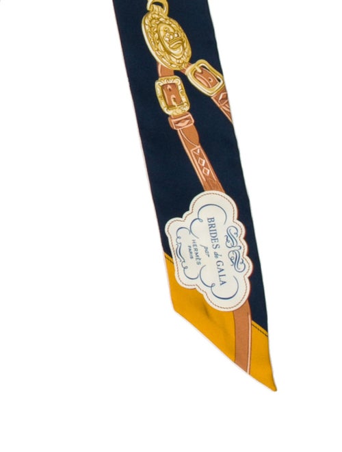 Hermès Brides de Gala Applique Pique Silk Twilly Scarf