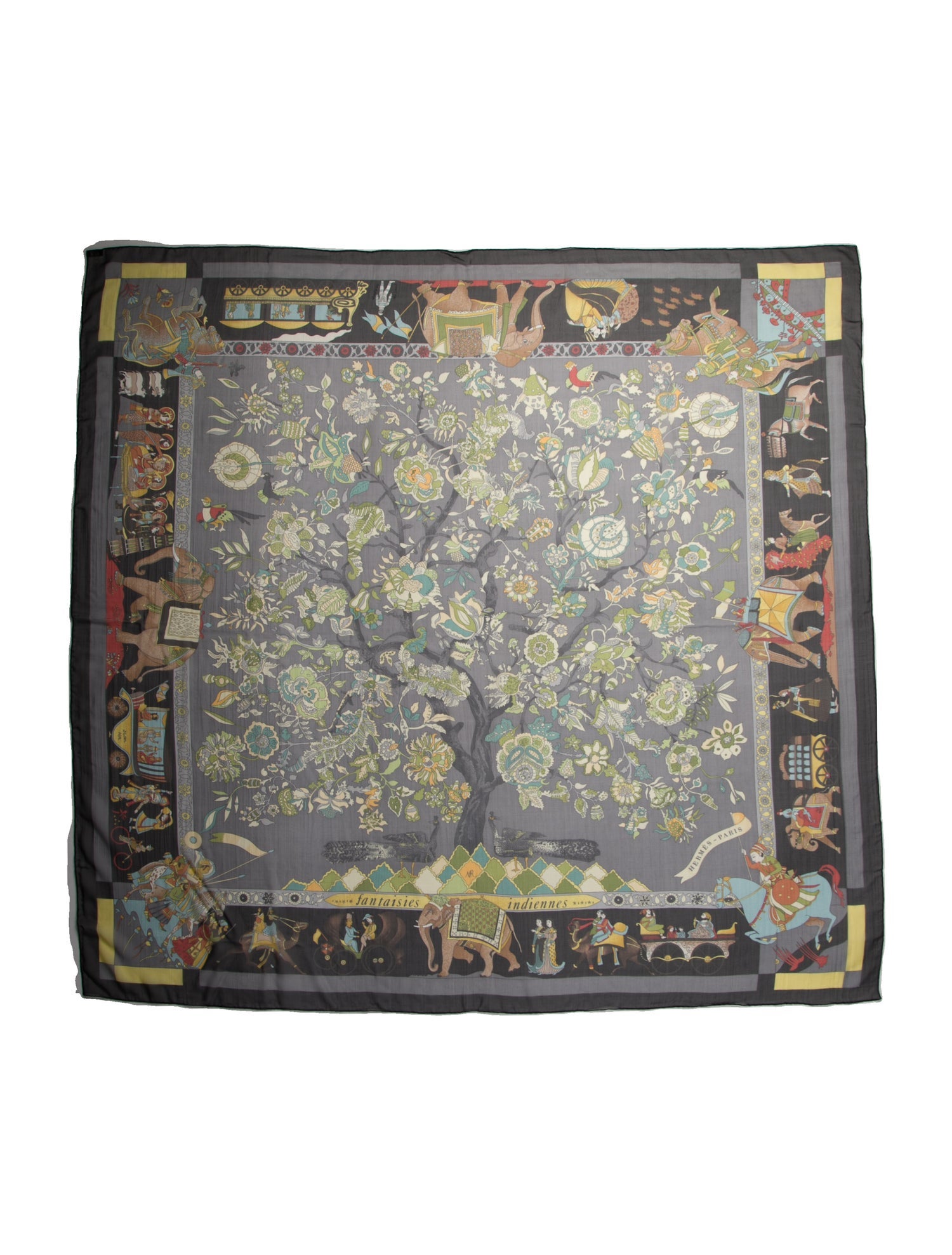 Hermès Fantaisies Indiennes Mousseline Silk Shawl