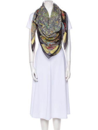 Hermès Fantaisies Indiennes Mousseline Silk Shawl