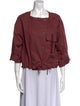Hermès Square Neckline Three-Quarter Sleeve Blouse