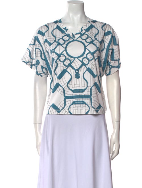 Hermès Printed V-Neck Crop Top