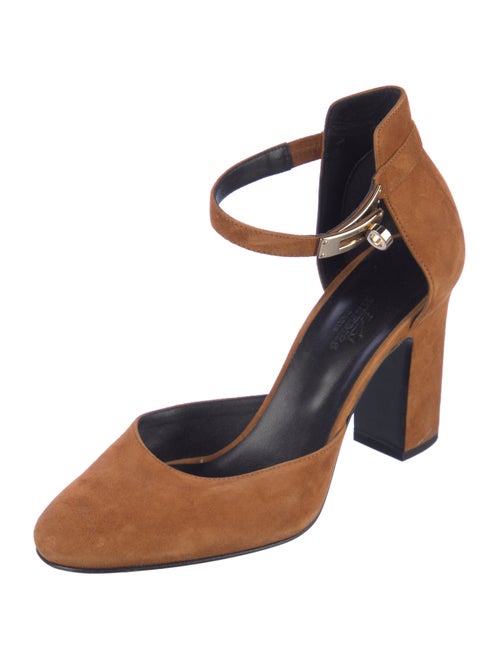 Hermès Baby 90 Suede D'Orsay Pumps