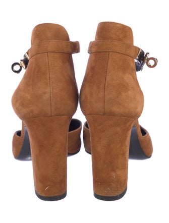 Hermès Baby 90 Suede D'Orsay Pumps