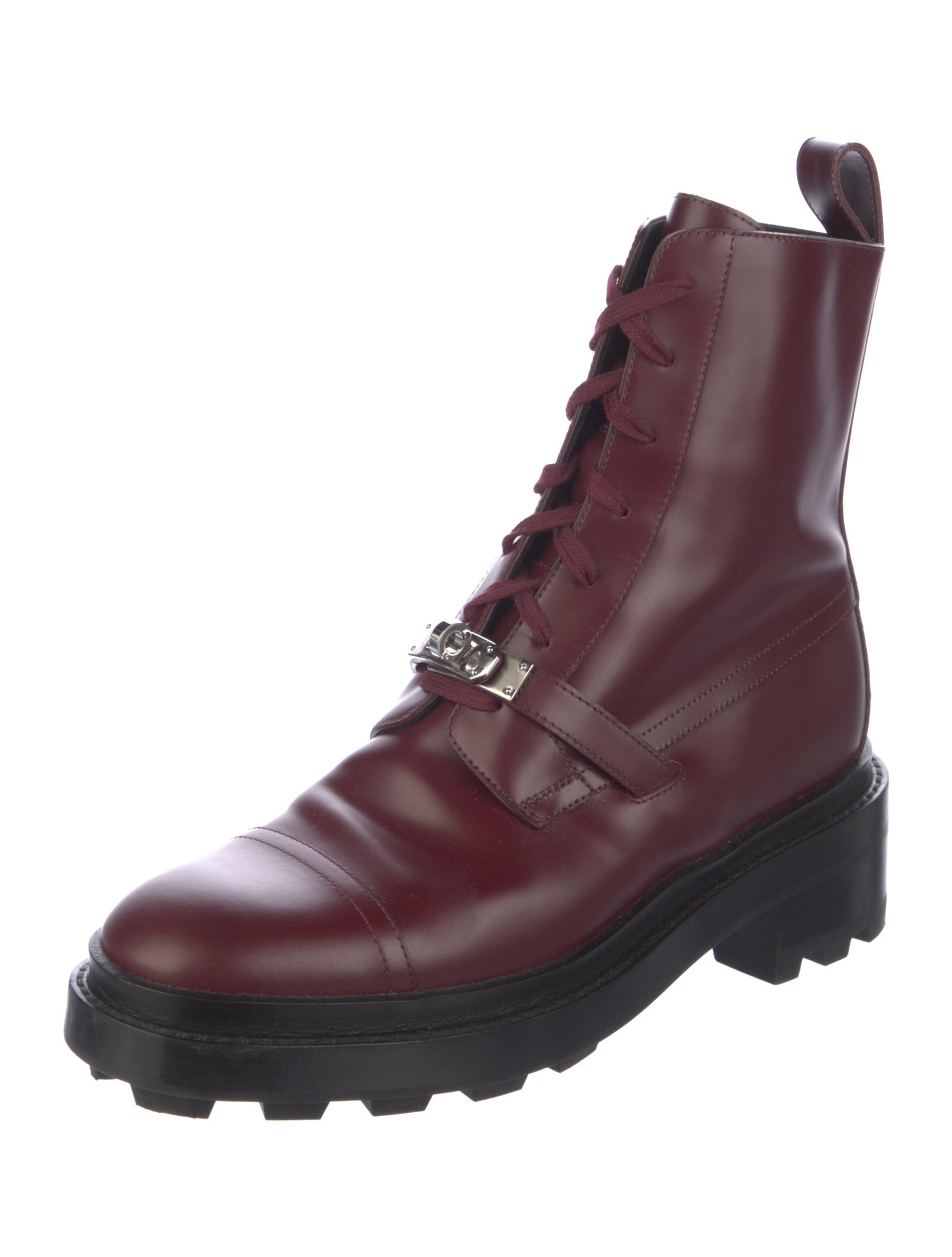 Hermès Funk Leather Combat Boots