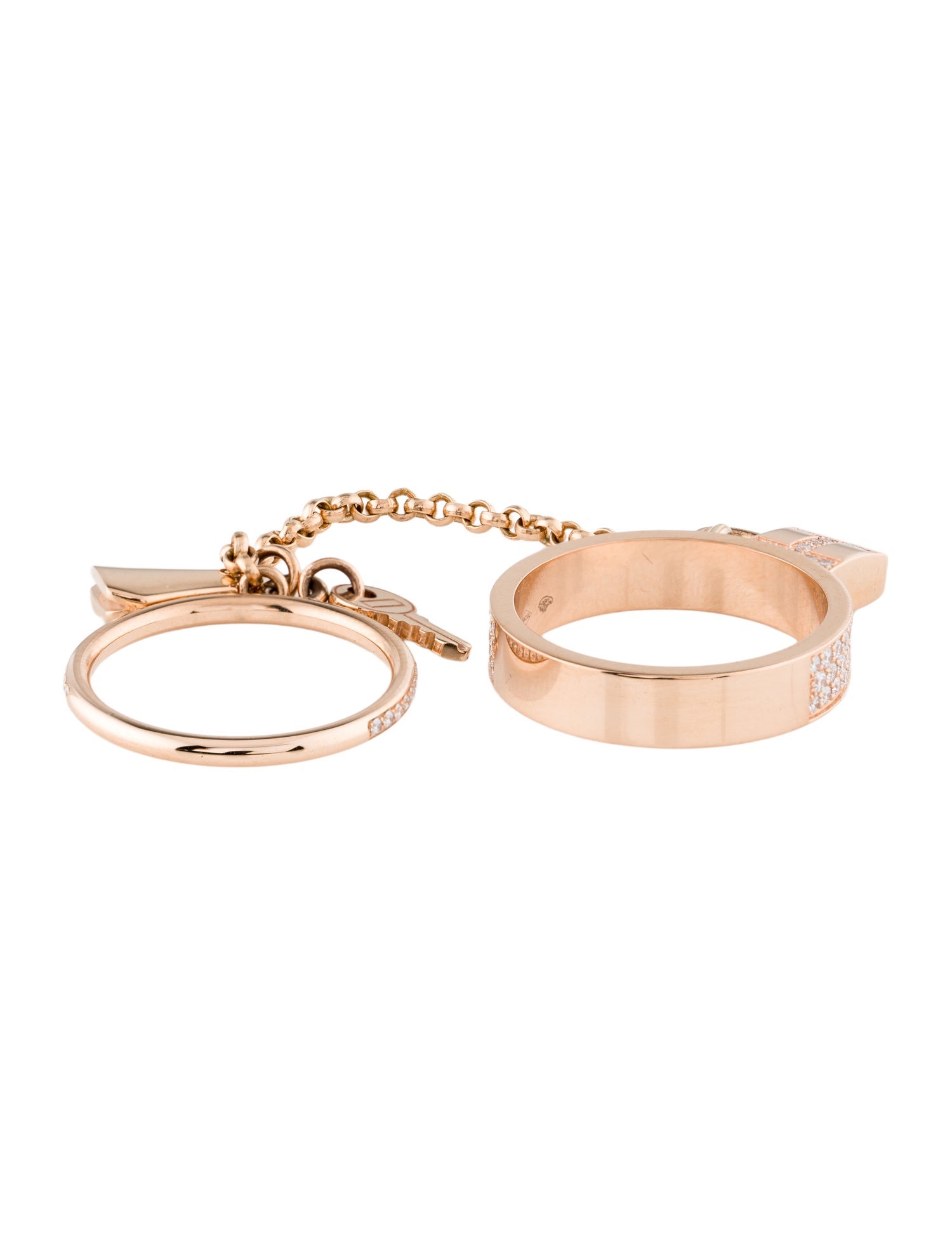 Hermès 2023 18K Diamond Kelly Cadenas Double Ring