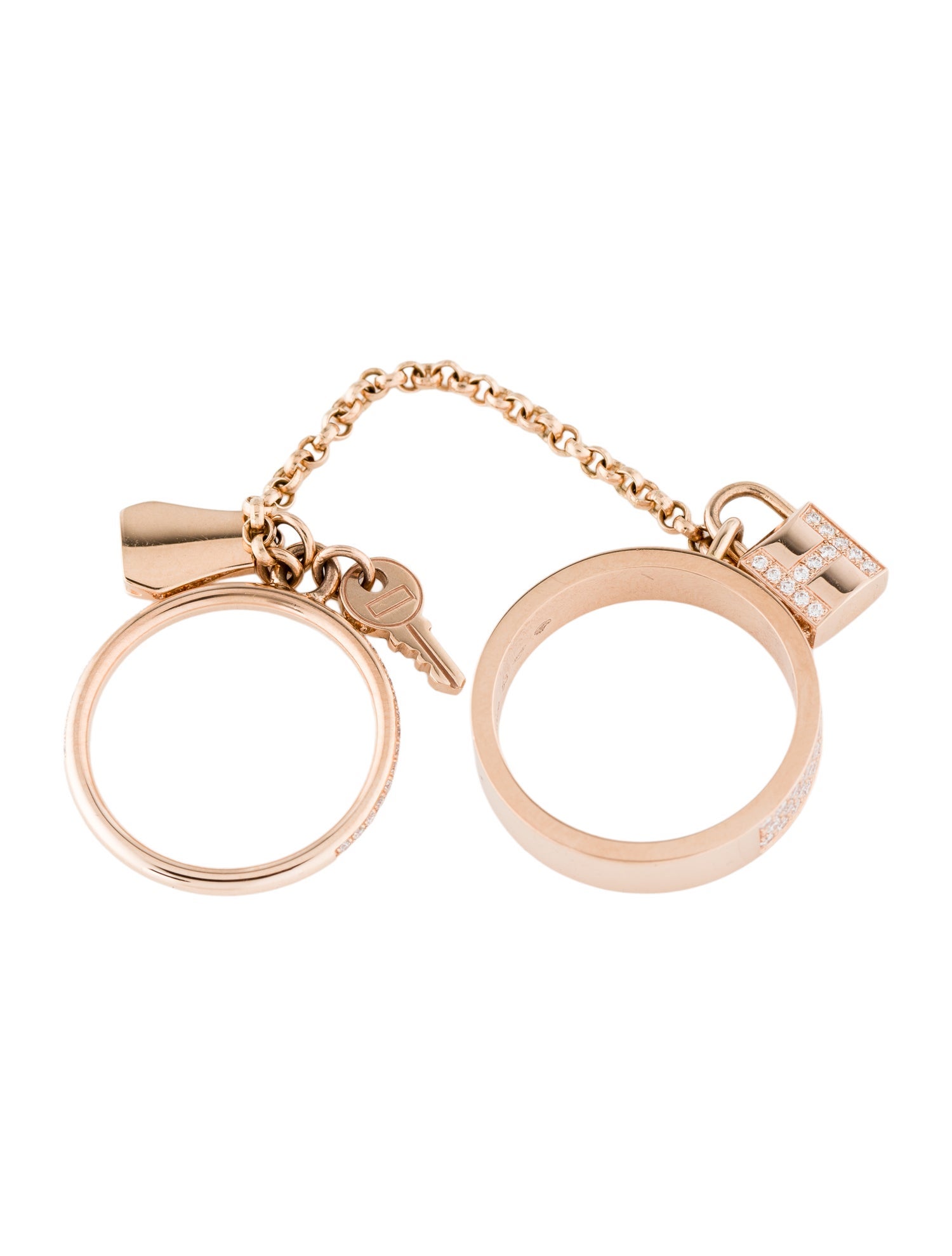 Hermès 2023 18K Diamond Kelly Cadenas Double Ring