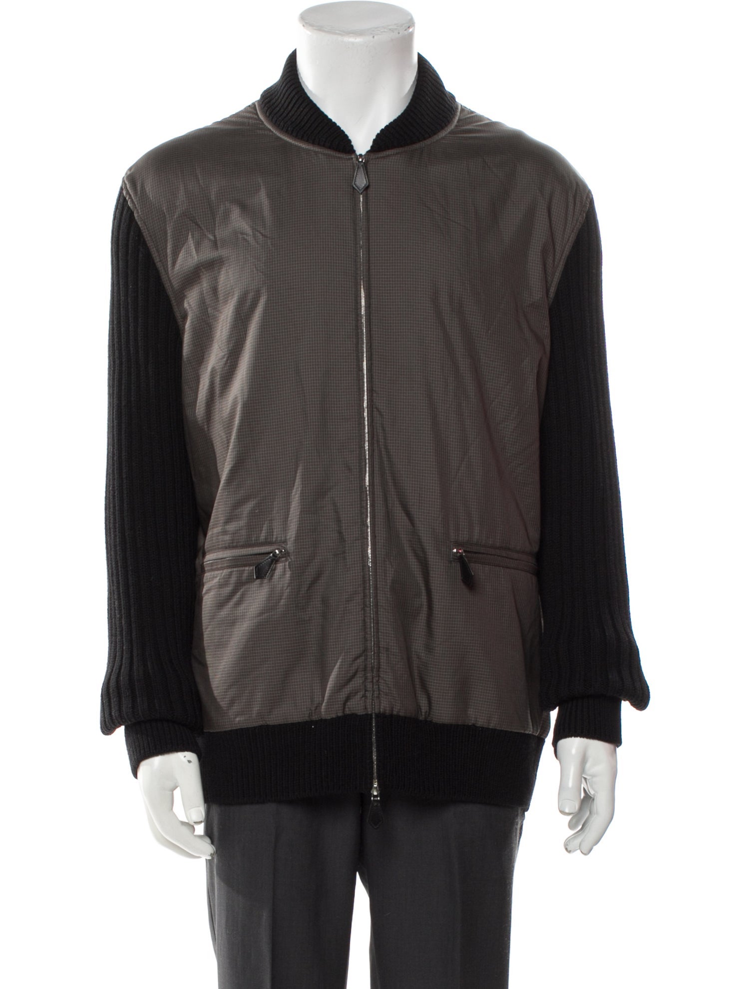 Hermès Merino Wool Colorblock Pattern Bomber Jacket