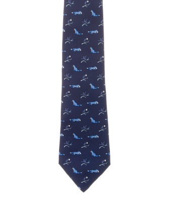 Hermès Wolf & Bird Tie