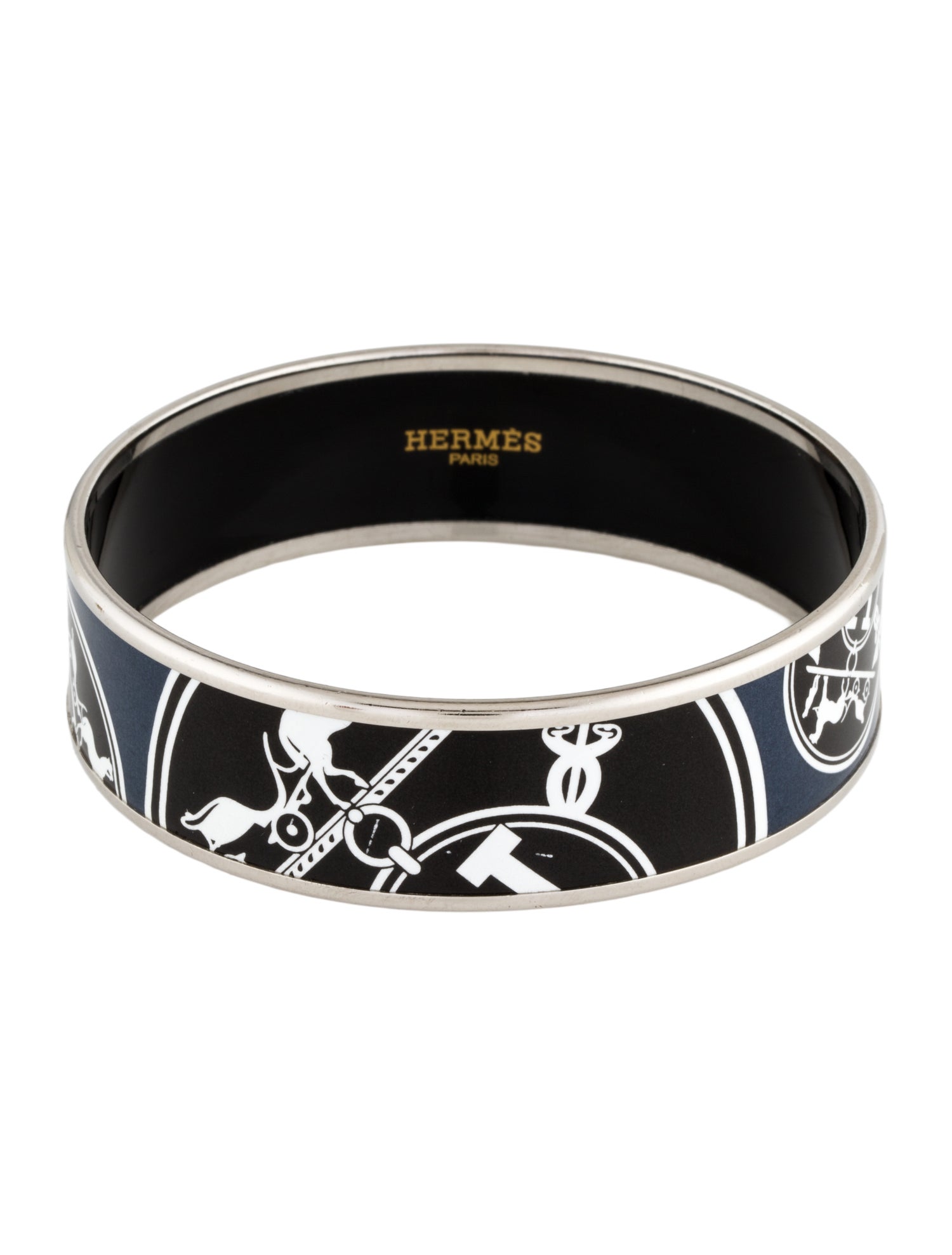 Hermès Enamel Wide Bangle Bracelet