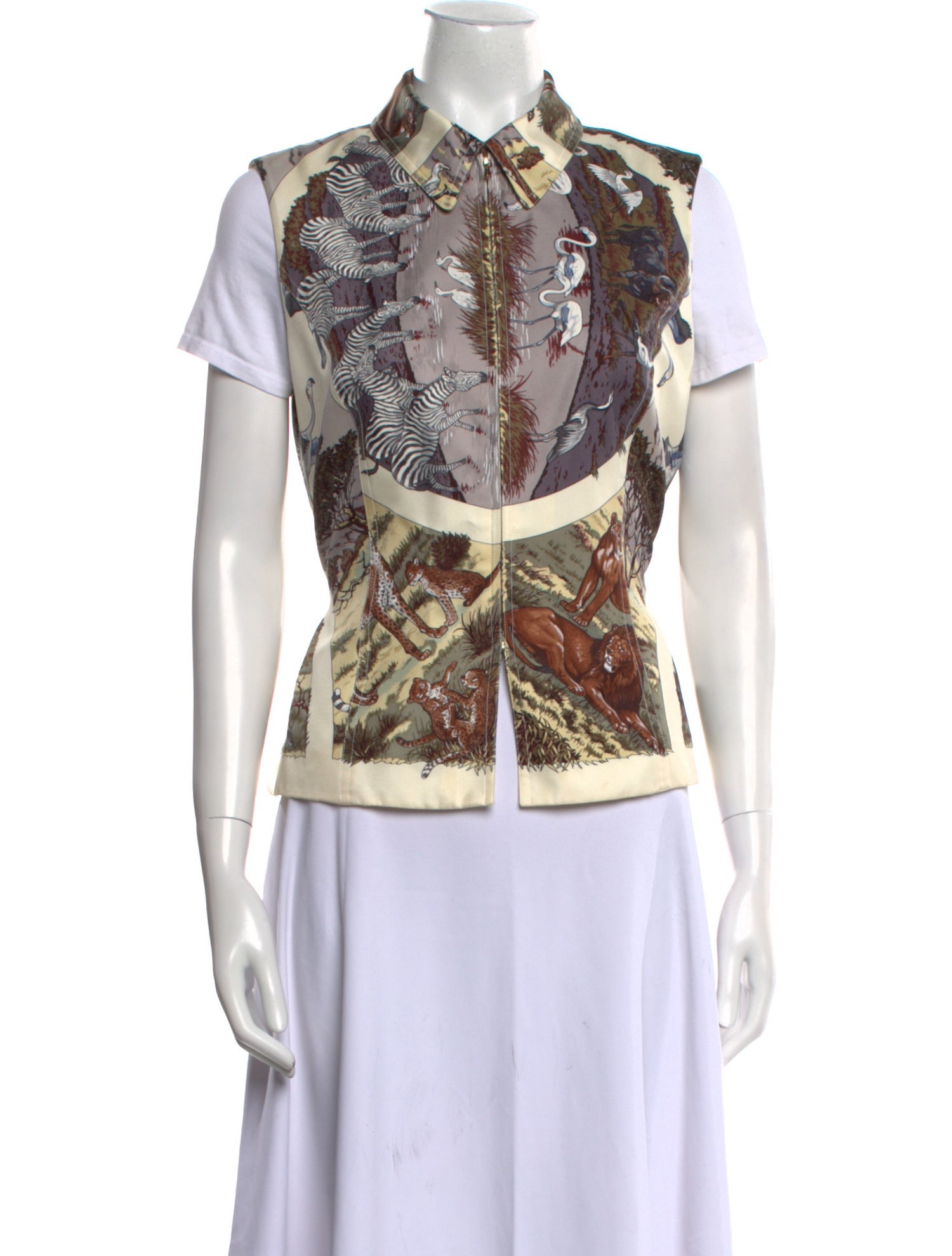 Hermès Silk Printed Button-Up Top