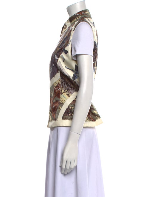 Hermès Silk Printed Button-Up Top