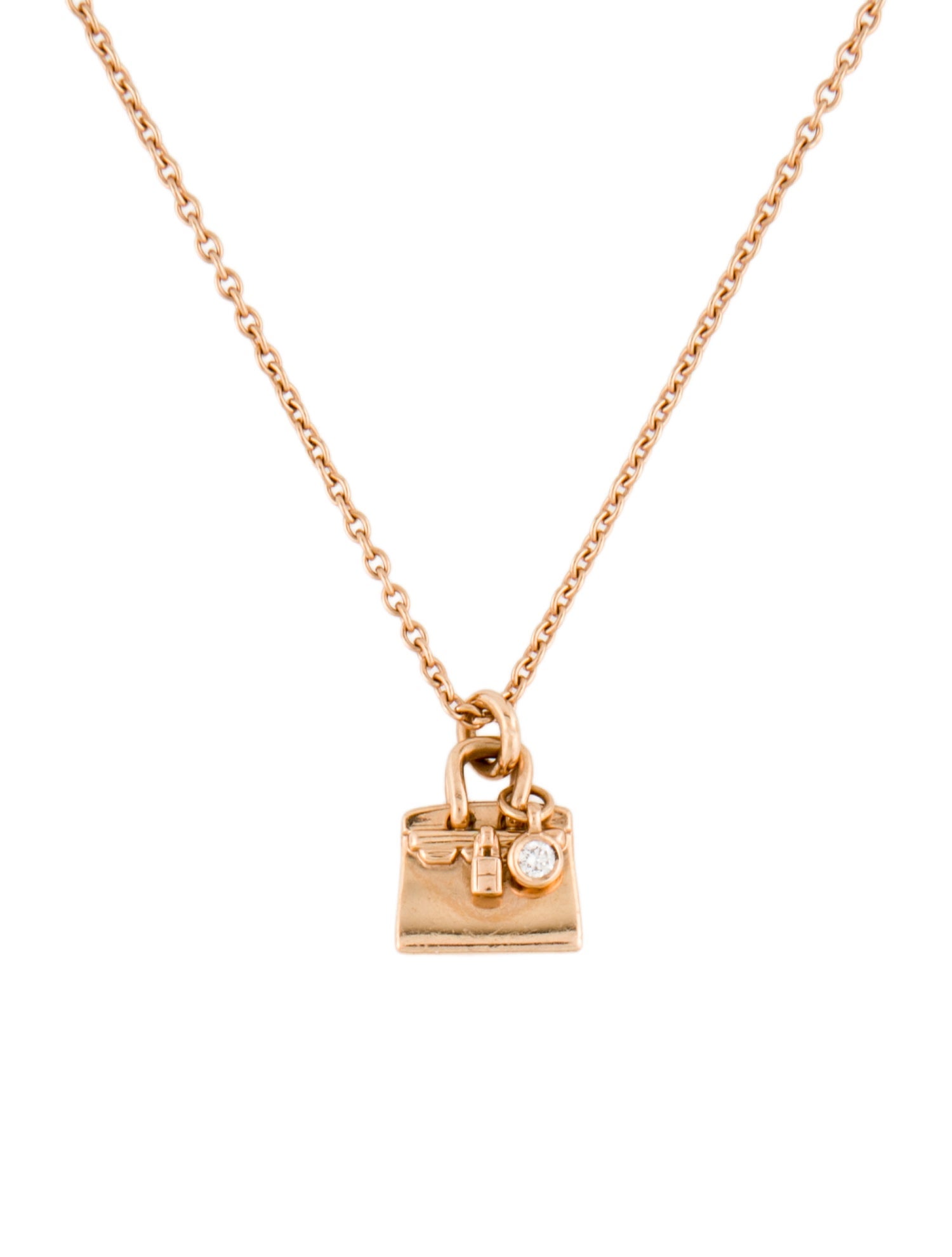 Hermès 18K Diamond Amulettes Kelly Pendant Necklace