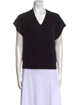 Hermès V-Neck Short Sleeve Virgin Wool Sweater