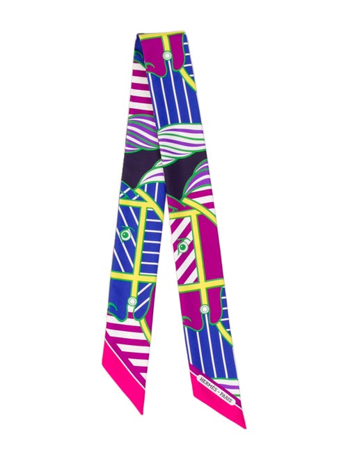 Hermès Quadrige Bayadere Silk Twilly Scarf