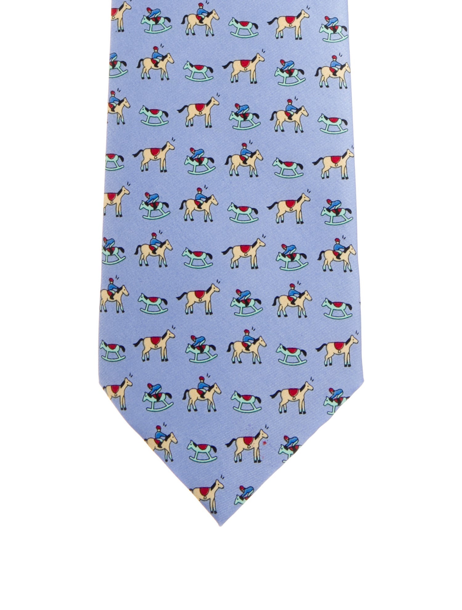 Hermès Silk tie with horse pattern print.