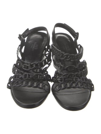 Hermès Chaîne d'Ancre Insignia Leather Slingback Sandals