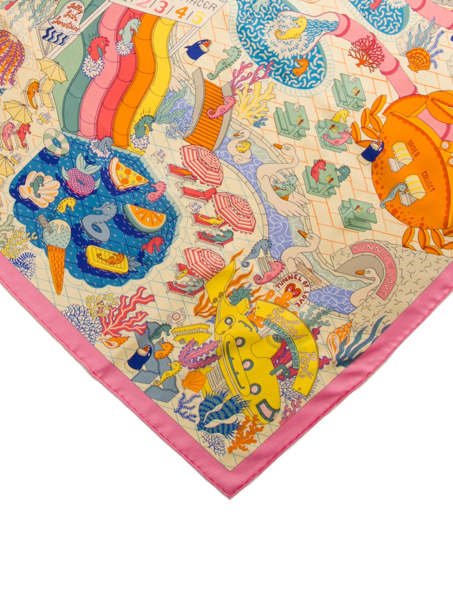 Hermès Splash Park Double Face Silk Scarf