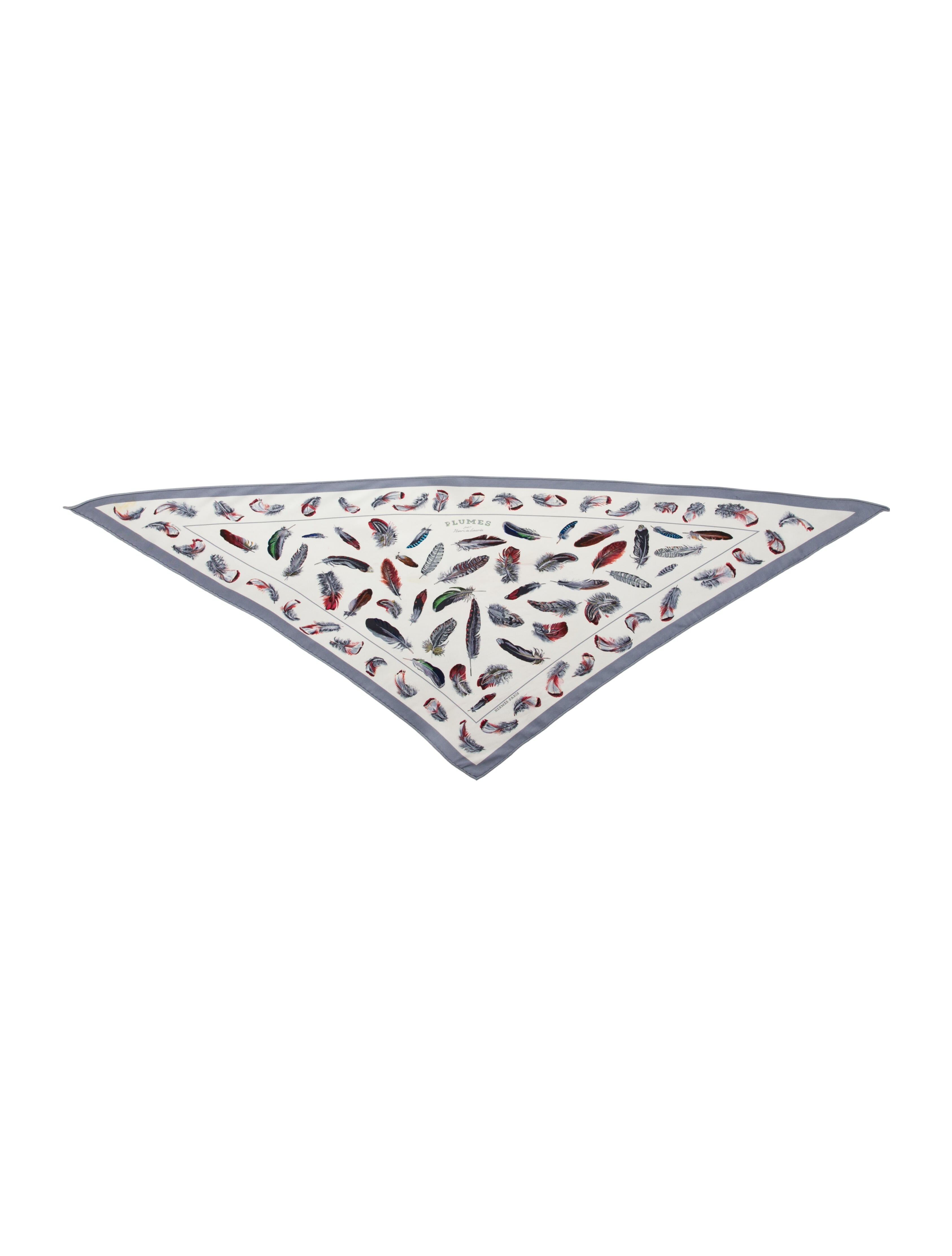 Hermès Plumes par Henri de Linarès Feathers Silk Triangle Scarf