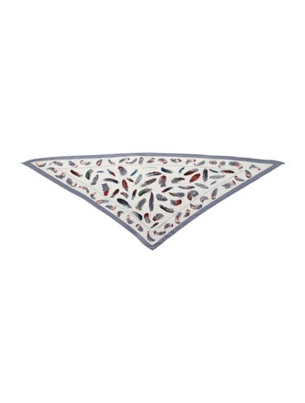 Hermès Plumes par Henri de Linarès Feathers Silk Triangle Scarf