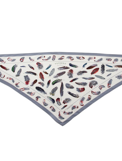 Hermès Plumes par Henri de Linarès Feathers Silk Triangle Scarf