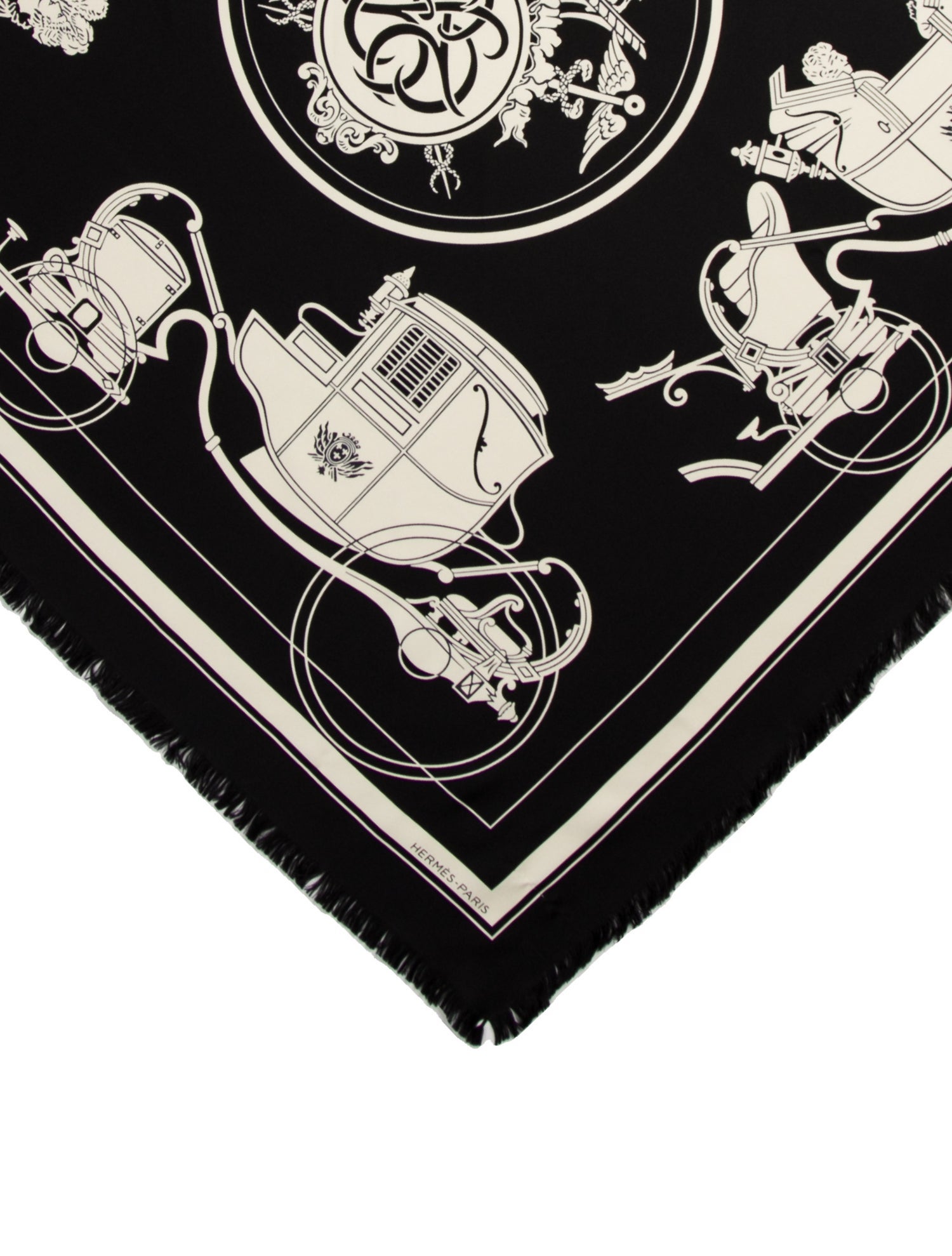 Hermès Ex-Libris Fringed 80cm Scarf Silk Scarf