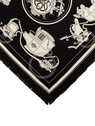 Hermès Ex-Libris Fringed 80cm Scarf Silk Scarf