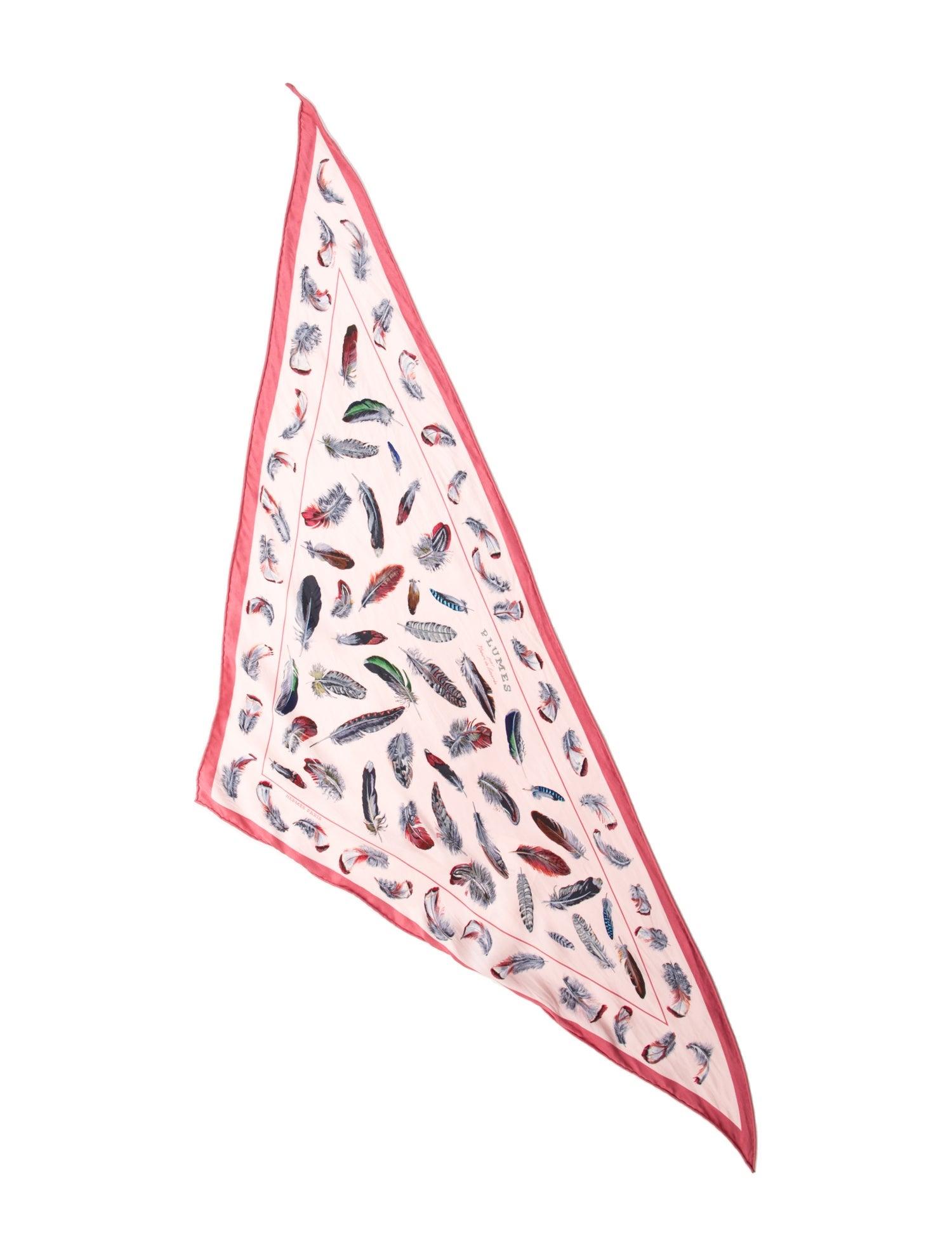 Hermès Plumes Par Henri de Linares Silk Triangle Scarf