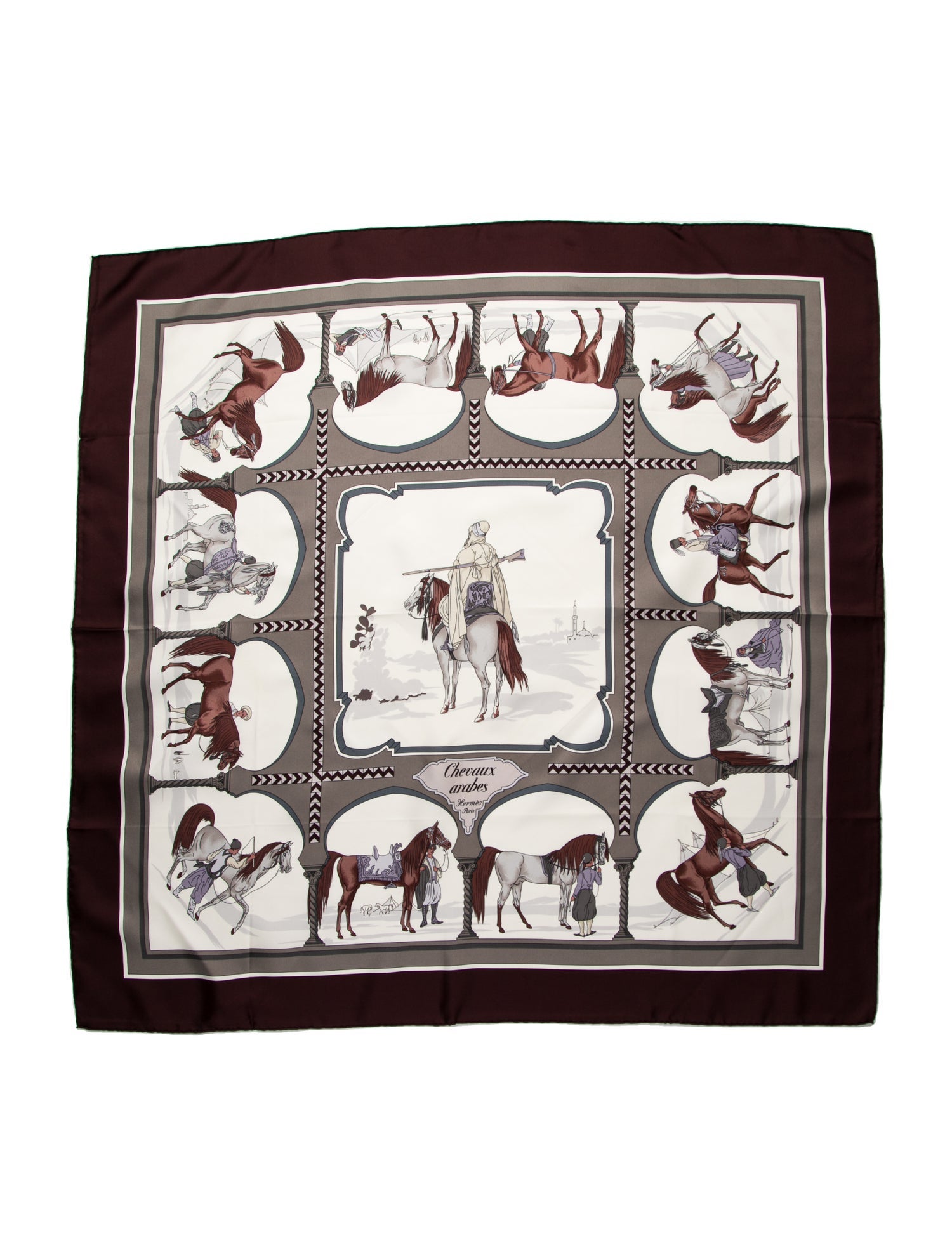 Hermès Chevaux Arabes Silk Scarf