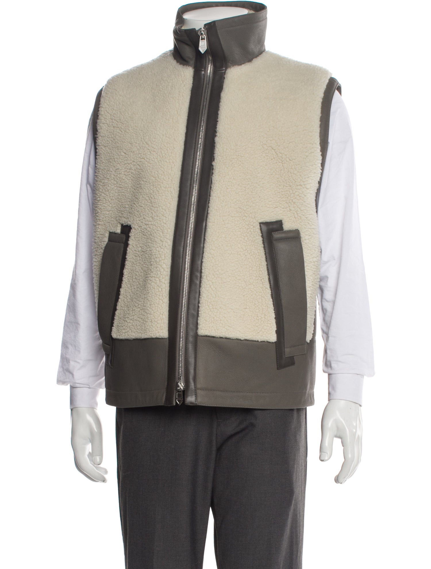 Hermès Shearling Colorblock Pattern Vest w/ Tags