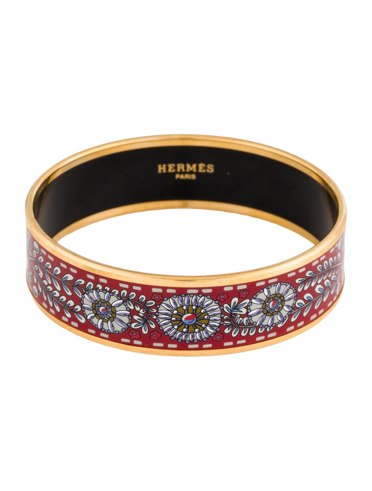 Hermès Wide Enamel Bangle Bracelet