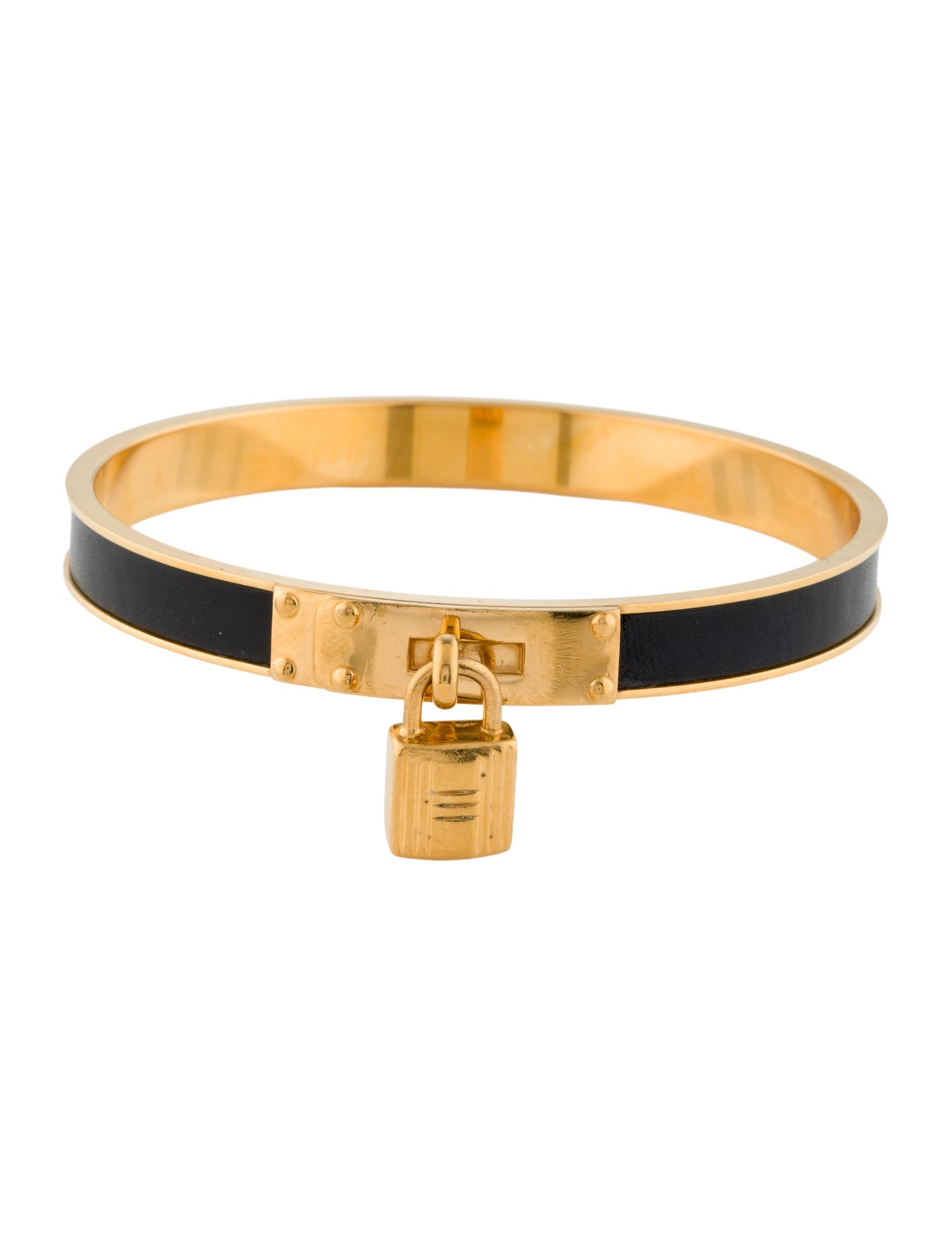 Hermès Leather Kelly Cadena Lock Bangle Bracelet