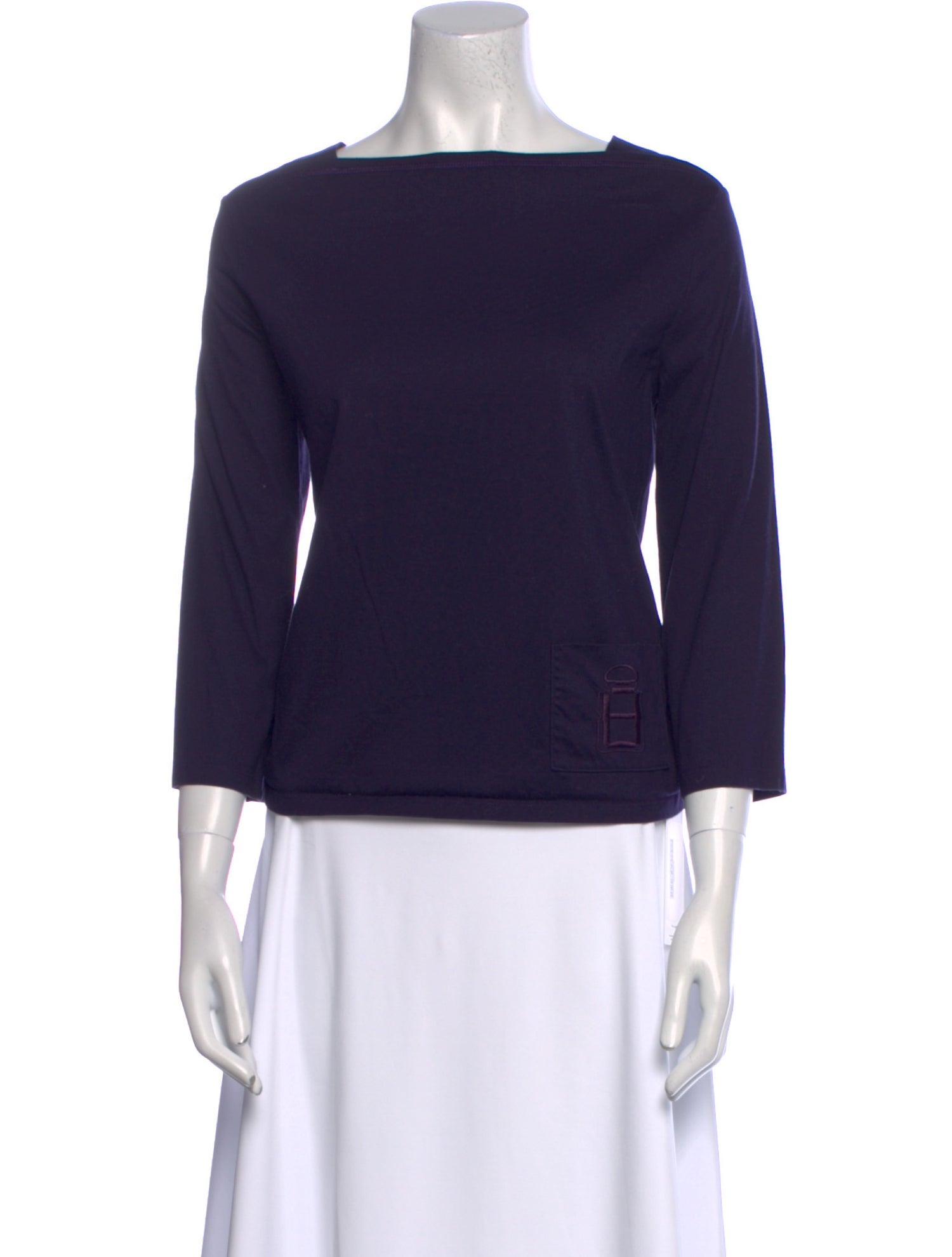 Hermès Bateau Neckline Three-Quarter Sleeve Top