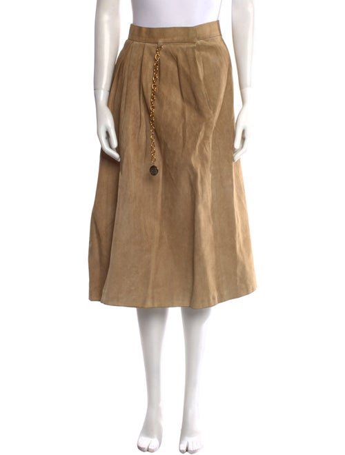 Hermès Leather Midi Length Skirt