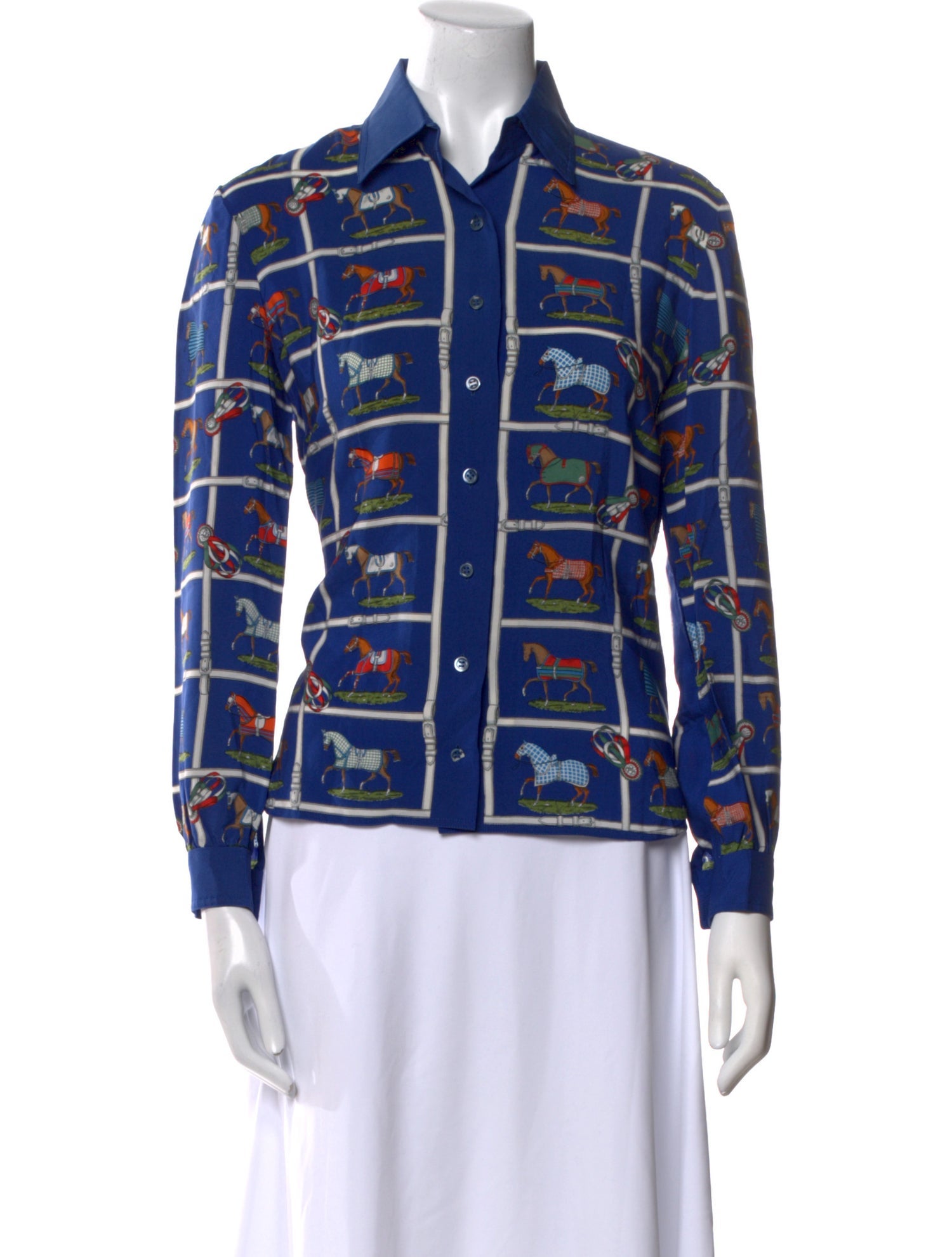 Hermès Vintage Silk Button-Up Top