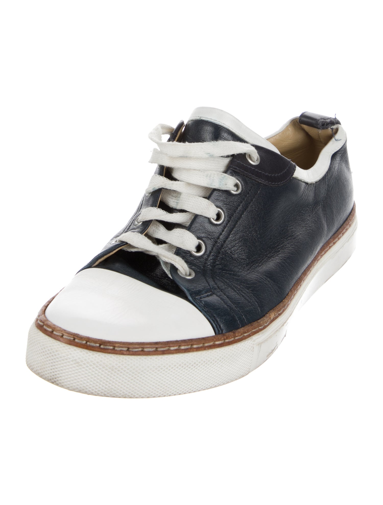 Hermès Leather Colorblock Pattern Sneakers