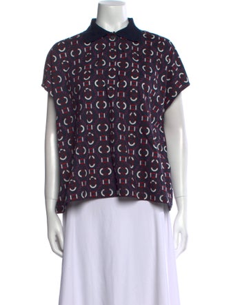 Hermès Printed Mock Neck Blouse