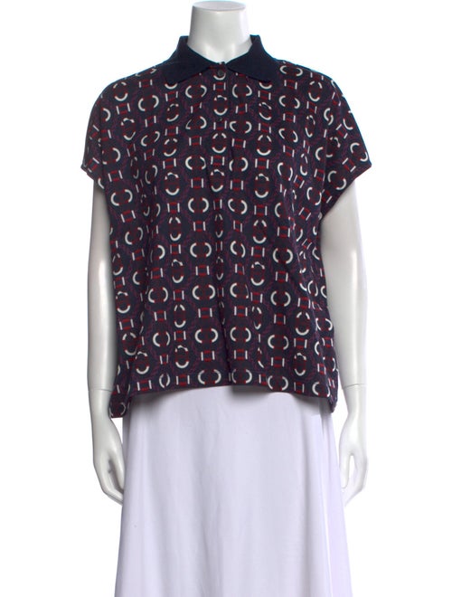 Hermès Printed Mock Neck Blouse