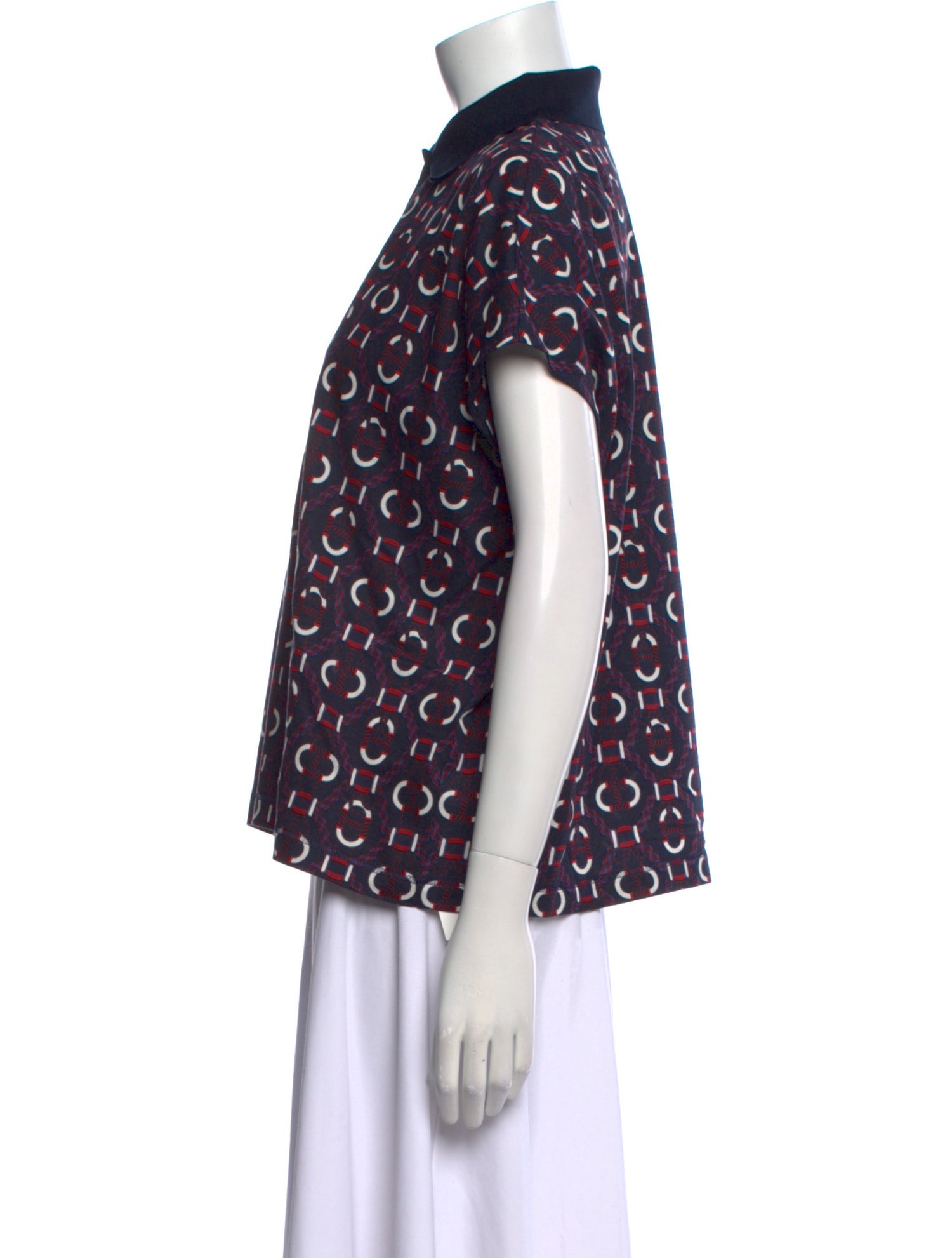 Hermès Printed Mock Neck Blouse