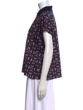 Hermès Printed Mock Neck Blouse