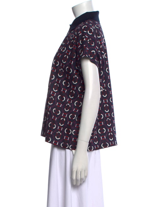 Hermès Printed Mock Neck Blouse