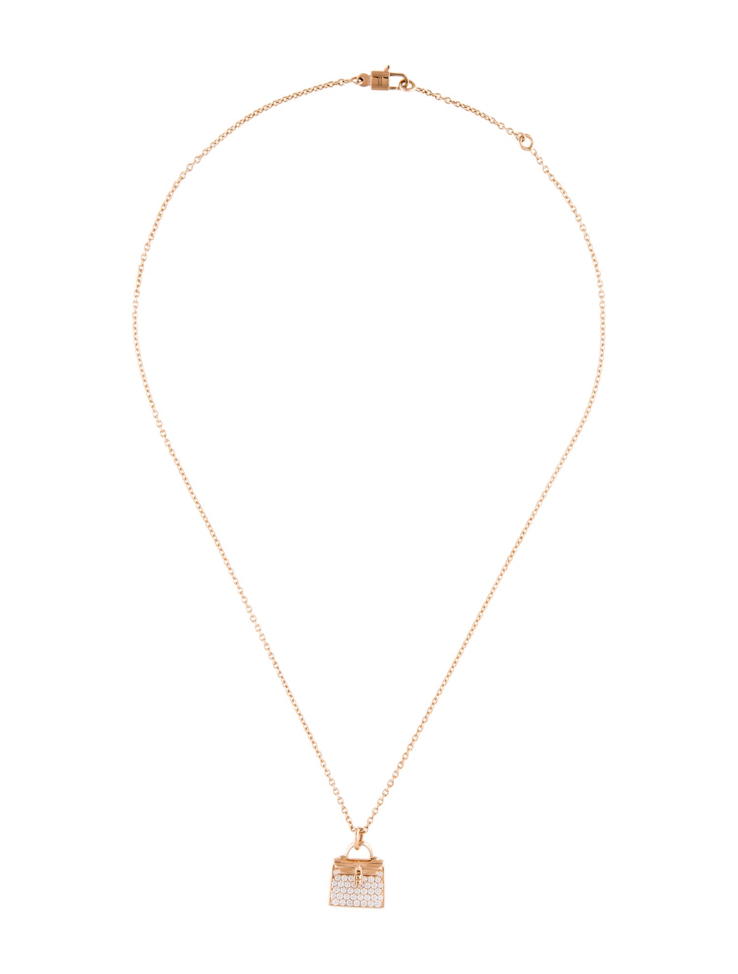 Hermès 18K Diamond Amulettes Kelly Pendant Necklace