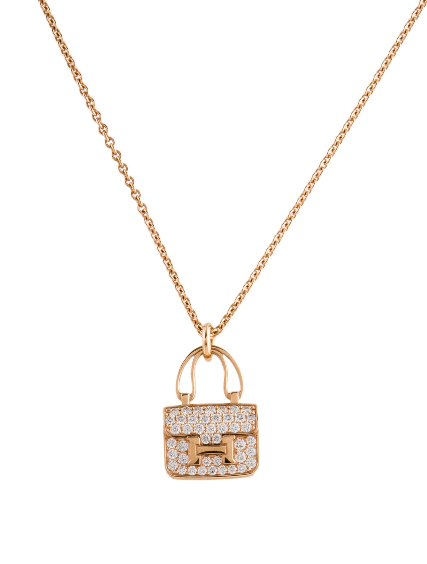 Hermès 18K Diamond Amulettes Constance Pendant Necklace