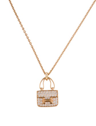 Hermès 18K Diamond Amulettes Constance Pendant Necklace