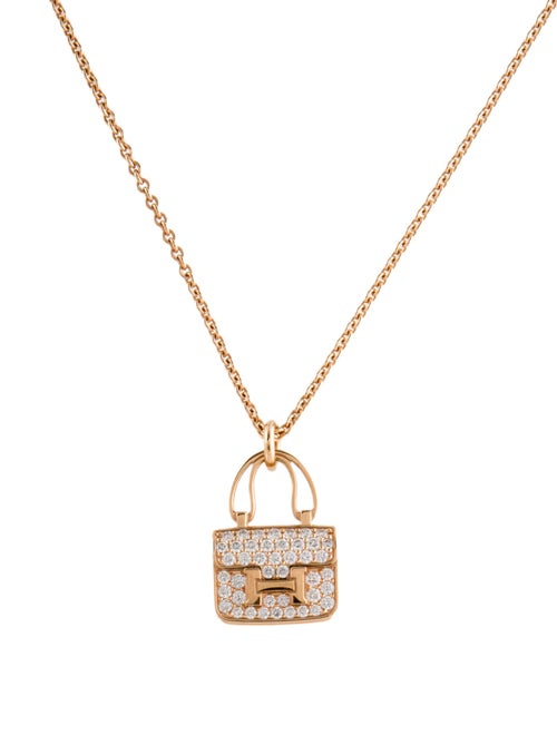 Hermès 18K Diamond Amulettes Constance Pendant Necklace