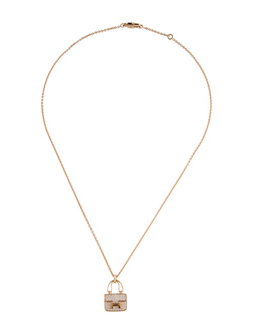 Hermès 18K Diamond Amulettes Constance Pendant Necklace