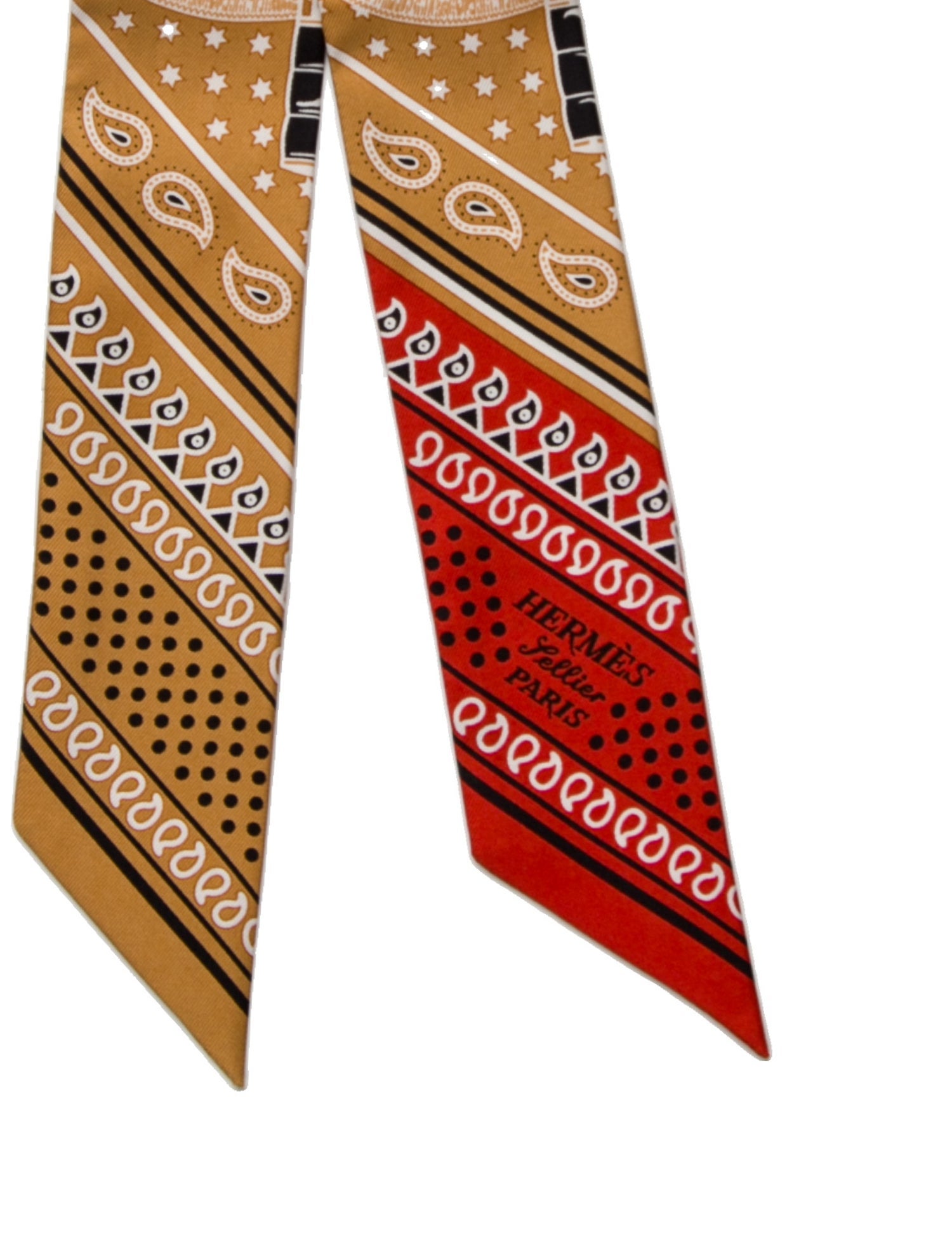 Hermès Eperon d'Or Cut Silk Twilly Scarf