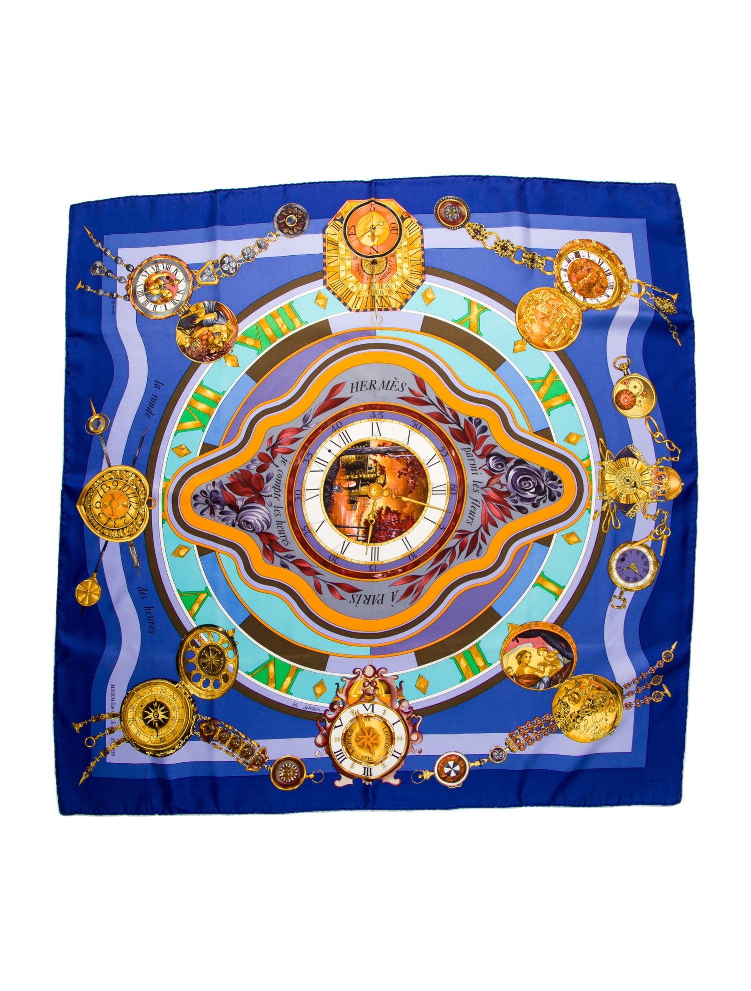 Hermès Parmi les Fleurs, Je Compte les Heures Silk Scarf w/ Tags