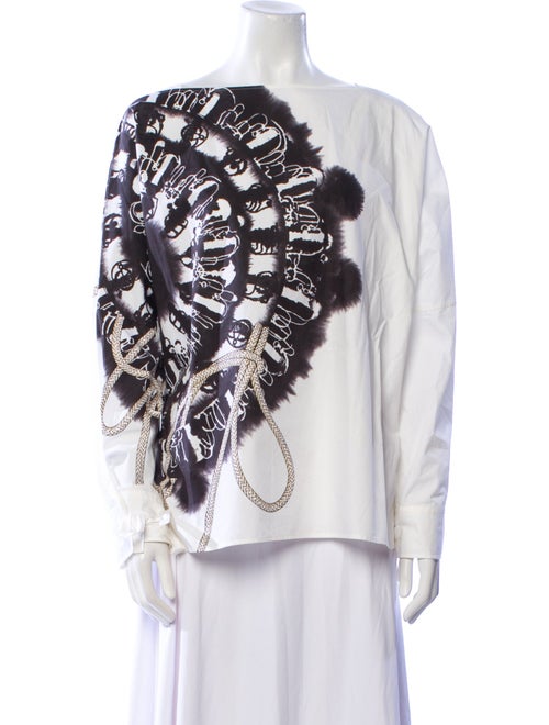 Hermès Graphic Print One-Shoulder Blouse