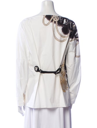 Hermès Graphic Print One-Shoulder Blouse